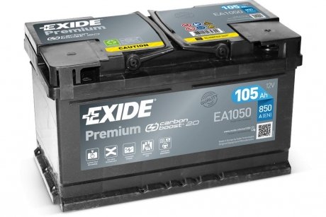 АКБ 6СТ-105 R+ (пт850) (необслуж)(315х175х205) Premium Exide