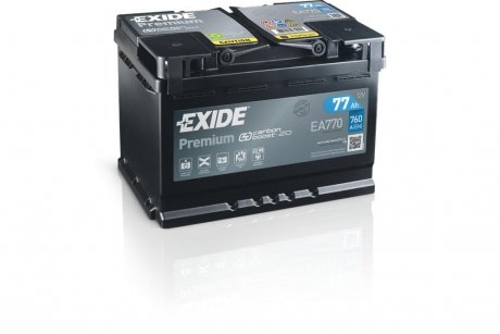 АКБ 6СТ-77 R+ (пт760) (необслуж) Premium Exide